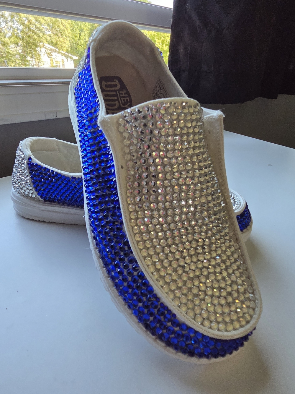 Custom Blue & Silver Rhinestone Shoes